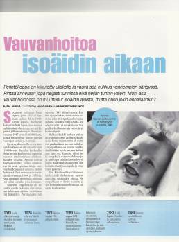 Vauvanhoitoa isoäidin aikaan, juttu Kaksplus-lehdessä, Katja Änkilä
